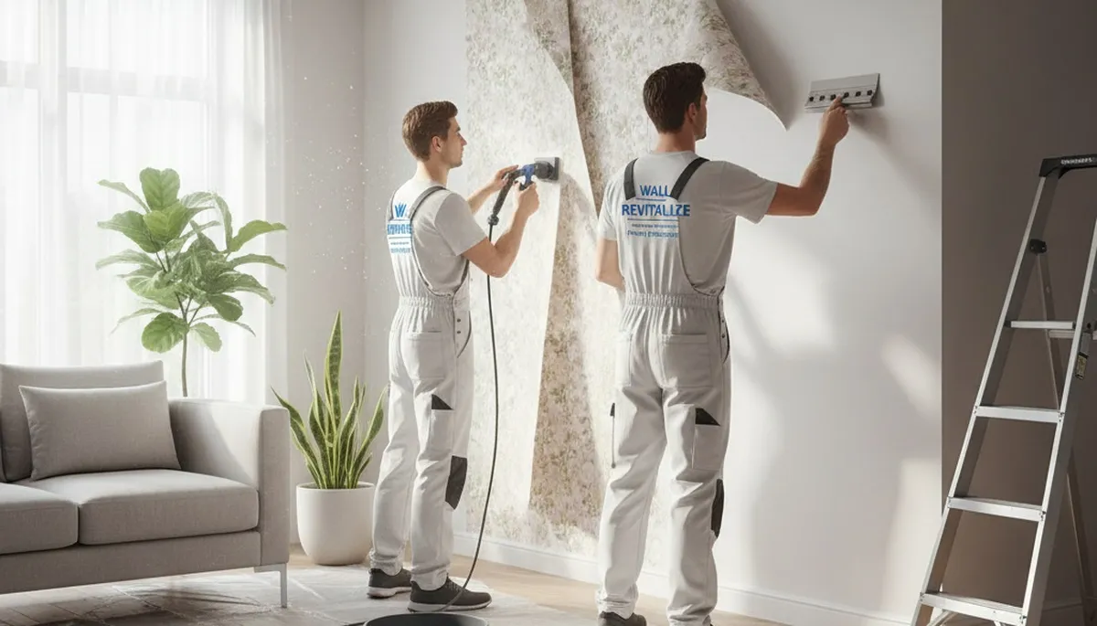 Professional wallpaper removal service in Buffalo, NY, preparing walls for fresh paint